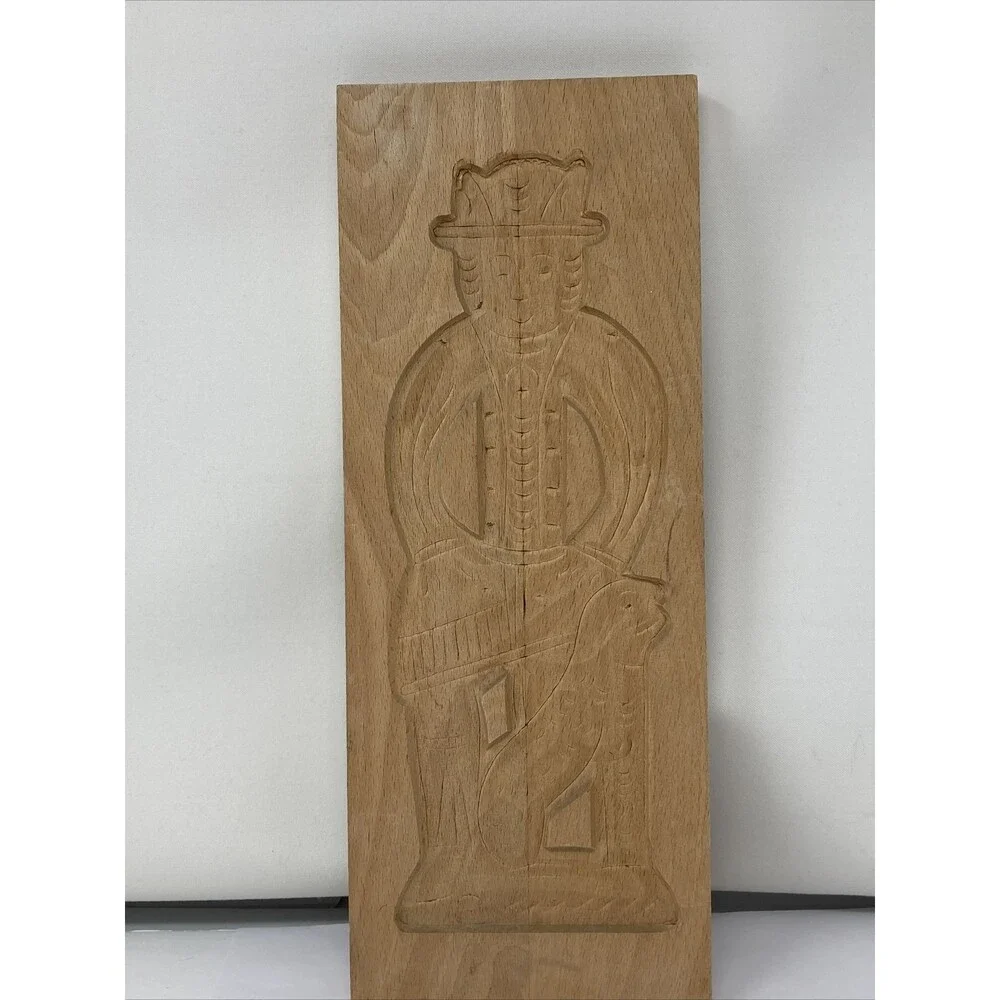 WOOD MOLD Cookie Speculaas Springerle Wooden Hand Caraved Man Primitive